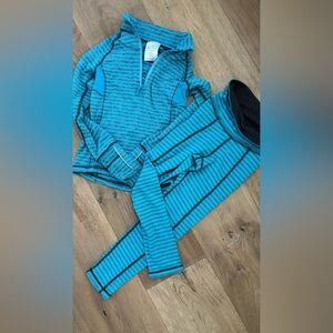 Ivivva lot Teal and Black Striped Activewear Set